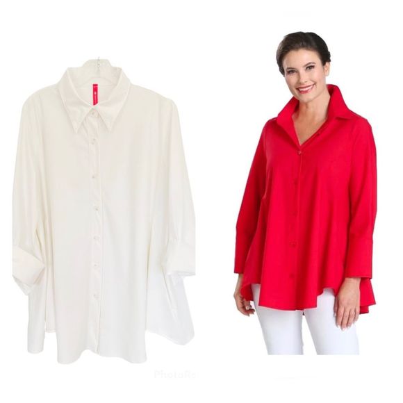 IC by Connie Oversized White Button Down Shirt/Tunic Sz XL - Picture 2 of 9